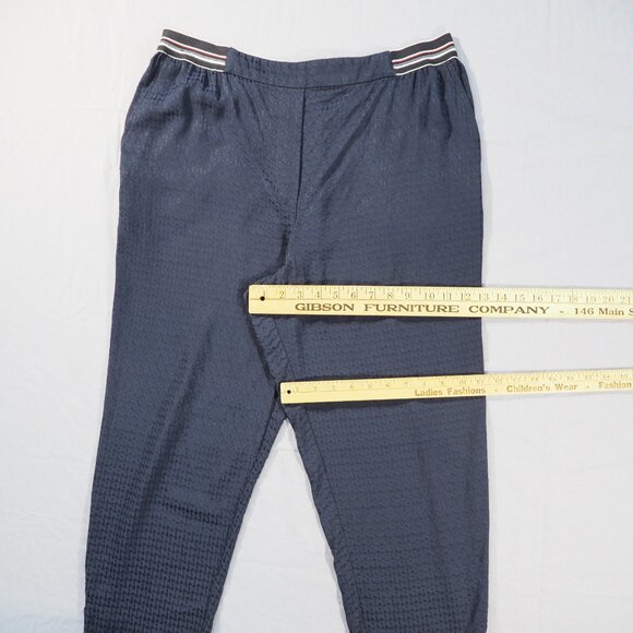 Anthropologie Pants Womens Large Blue Pull On Trouser Navy Houndstooth Boho - Picture 5 of 11